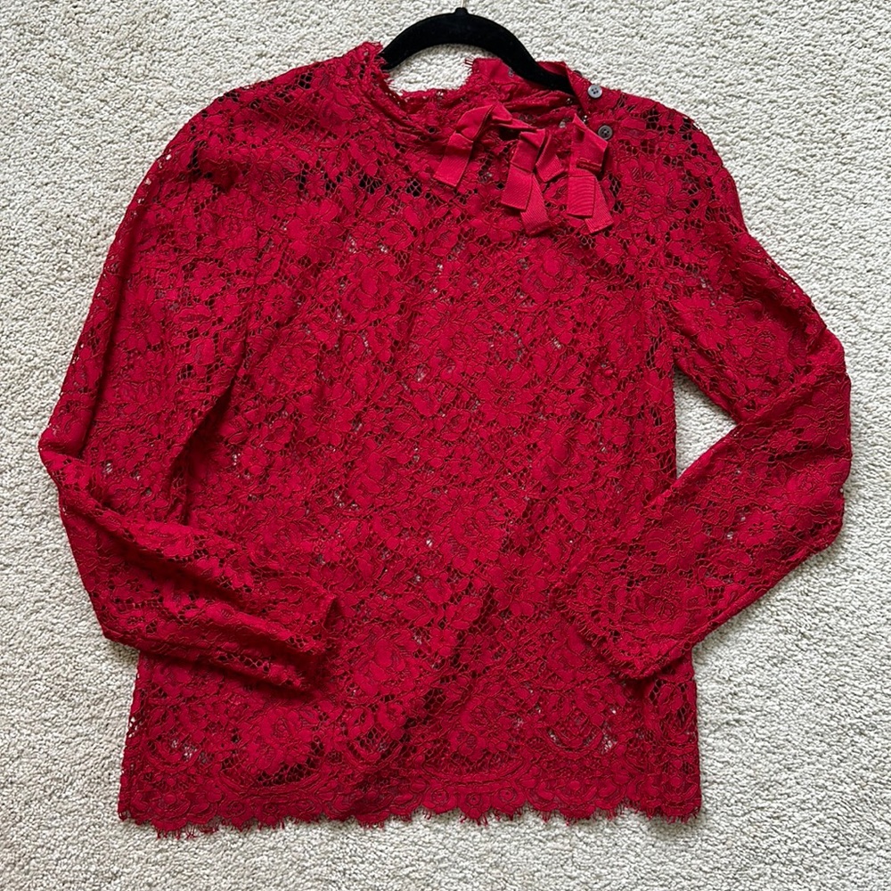 Red lace J.crew blouse